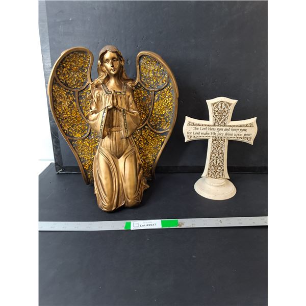 Resin Angel & Cross Figurines Up to 14", Pickup Preferred