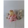 Image 3 : Porcelain & Plastic Dolls Up to 10" & Side Table Cover