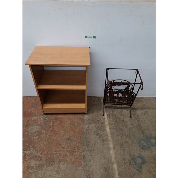 *(3)Tier MDF Shelving Unit-24" x 16" x 31", Metal Framed Magazine Rack- 13"x 15" x 27", Cannot Ship