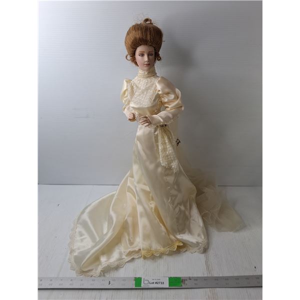 Victorian Bride Style Porcelain Doll with Stand 22" - Pick Up Preferred