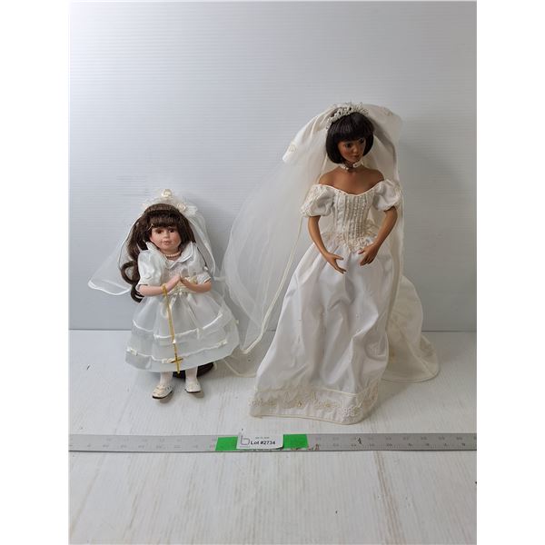 Bride Porcelain Dolls with Stands Up to 18"