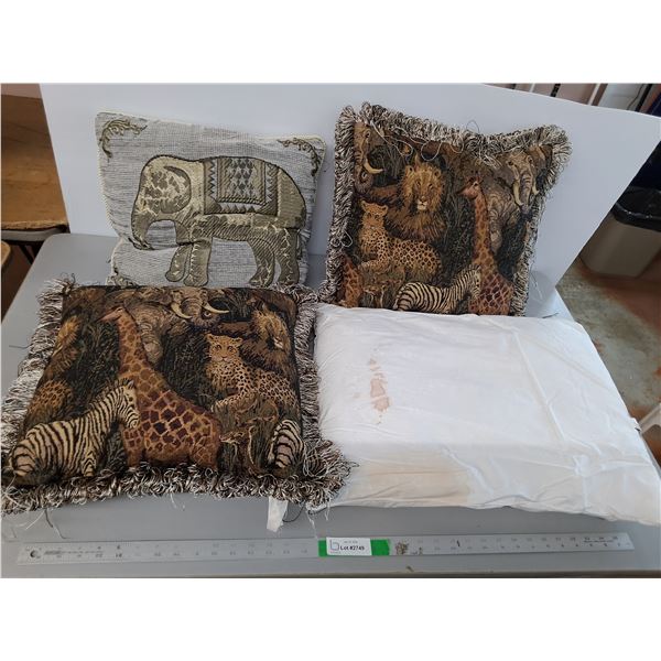 (3) Animal Style Throw Pillows & Sleeper Pillow- Staining