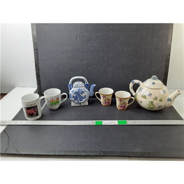 (4) Mugs & (2) Tea Kettles