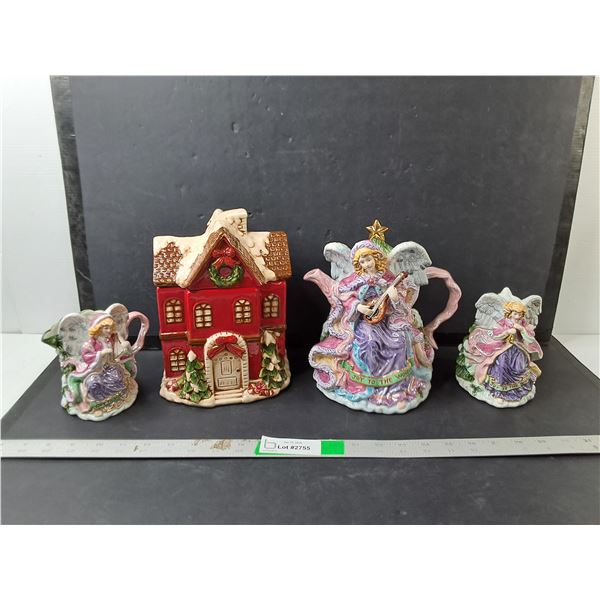 Christmas Dish Lot- Cookie Jar, Creamer, Sugar Bowl, Pitcher - Pick Up Preferred