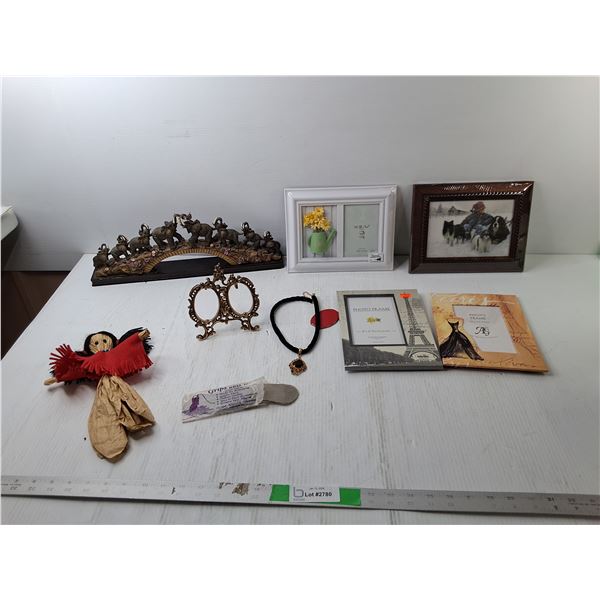 Photo Frames, Elephant Figurine, Necklace, Misc.