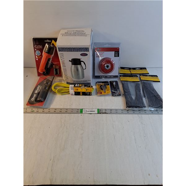 Tool Lot-Wire Cup Brush,(2) Flashlights,(4) Cable Ties,Extension Cord and more