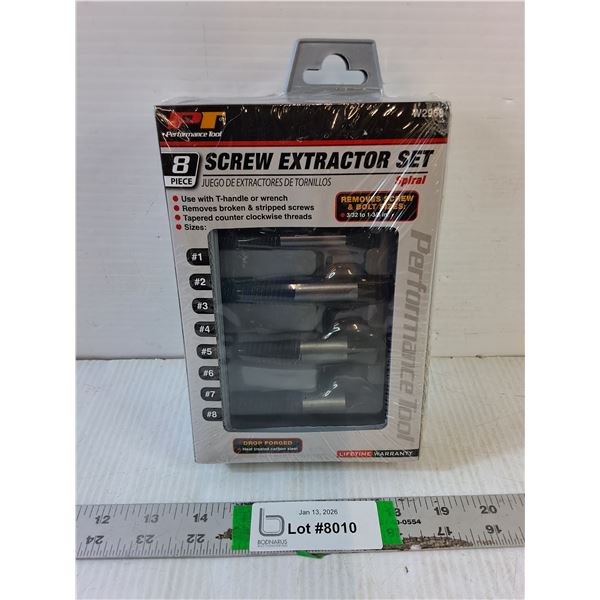 Performance Tool 8 Piece Screw Extractor Set-sealed