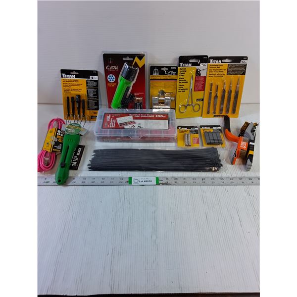 Tool Lot-Heat Shrink Tube Assortment,Flashlight,Cable Ties and more in pictures