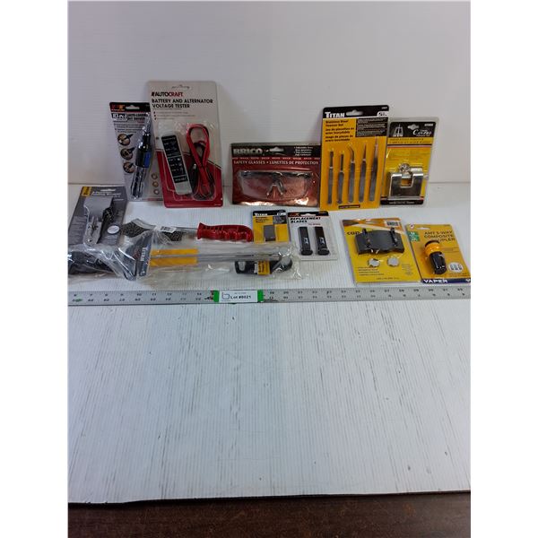 Tool Lot-Torque Wrench,Battery/Alternator Voltage Tester,Padlock,Safety Glasses and more in pictures