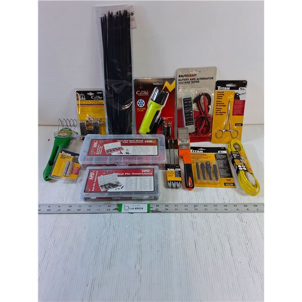 Tool Lot-Padlock,Heat Shrink Tube Ass't,Roll Pin Ass't and more as pictured