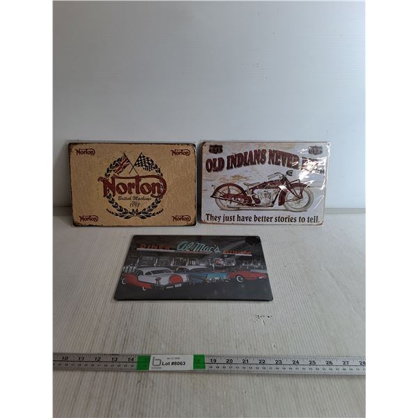 (3) Metal Signs- Norton, 12" x8"