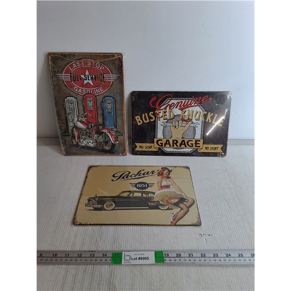 (3) Metal Signs- Full Service Gasoline, 12" x 8"