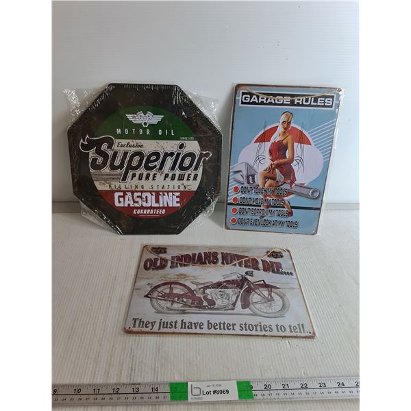 (3) Metal Garage Signs- Indian Motorcycle