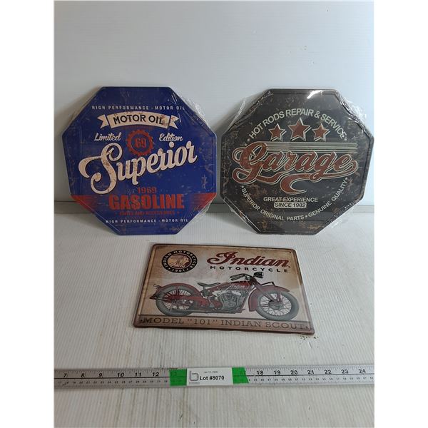 (3) Garage Metal Signs- Superior Gasoline Limited Edition