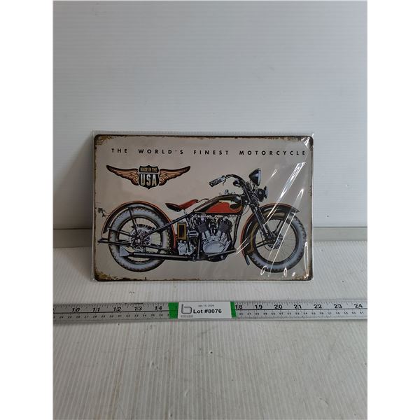 Metal Garage Sign - Finest Motorcycle, 12" x 8"