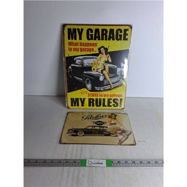 (2) Metal Garage Signs- 16" x 12"