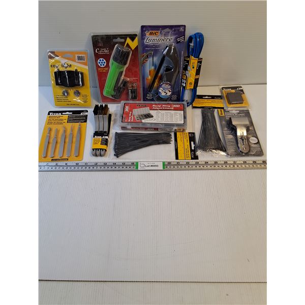 Tool Lot-Candle Lighter,Cap Light,Flashlight,Snap Ring Assortment and more