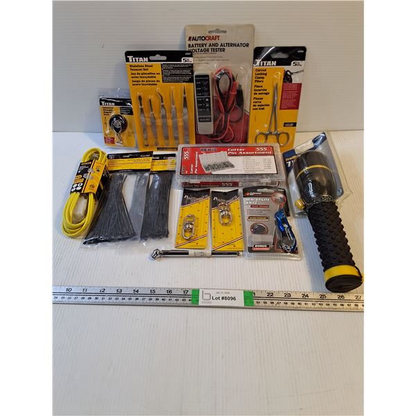Tool Lot-LED Flashlight,Cotter Pin Assortment,Tweezer Set and more