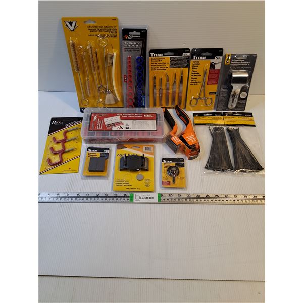 Tool Lot-Spray Gun Cleaning Kit,Dual Wall Heat Shrink Tube Assortment,(2) Cable Ties and more