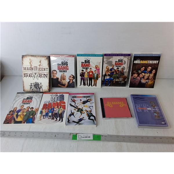 DVDs- The Big Bang Theory & The Magnificent Seven, CDs- Alabama & Marvin Gaye