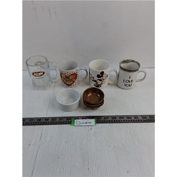 Mugs- A & W, Mickey Mouse, Misc. & Condiment Bowls