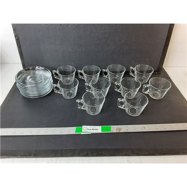 (10) Glass Dessert Plates & Teacups