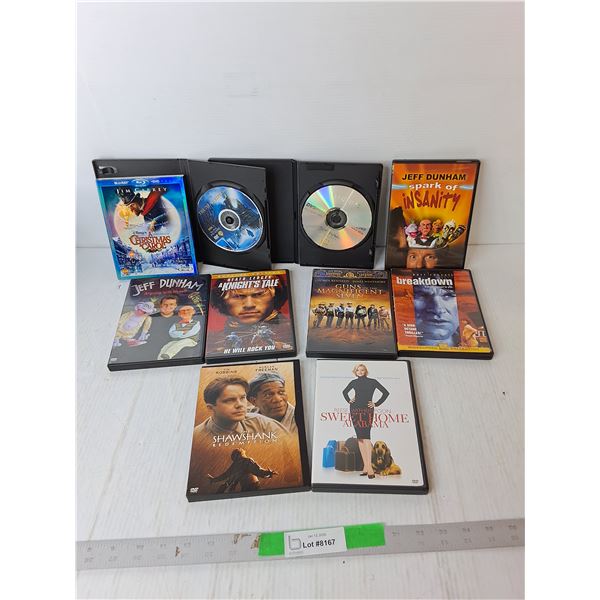 (10) DVDs- Jeff Dunham, A Knight's Tale, Shawshank Redemption, Misc.