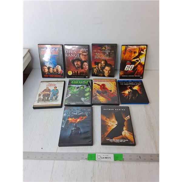 (10) DVDs- The Dark Knight, Hulk, Open Range, Misc.