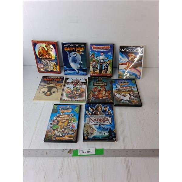 (10) Kids' DVDs- Underdog, Barnyard, Happy Feet, Misc.
