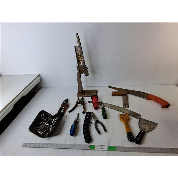 Antique Lever Style Bottle Capper, Pliers, Pruning Shears, Misc.