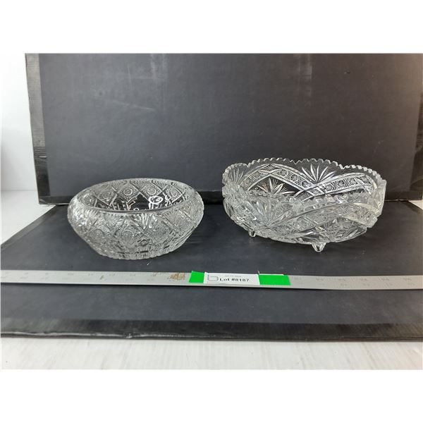 (2) Crystal Bowls Up to 9.5" Diameter