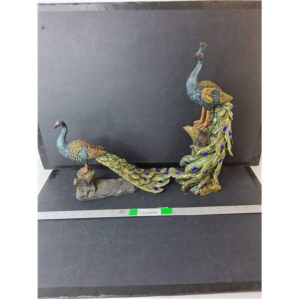 (2) Ceramic Peacock Figurines Up to 17" - PICK UP - Fragile