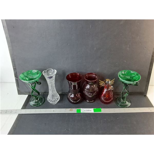 Crystal & Glass Vases Up to 8", Glass Tree Ornament, Misc - PICK UP