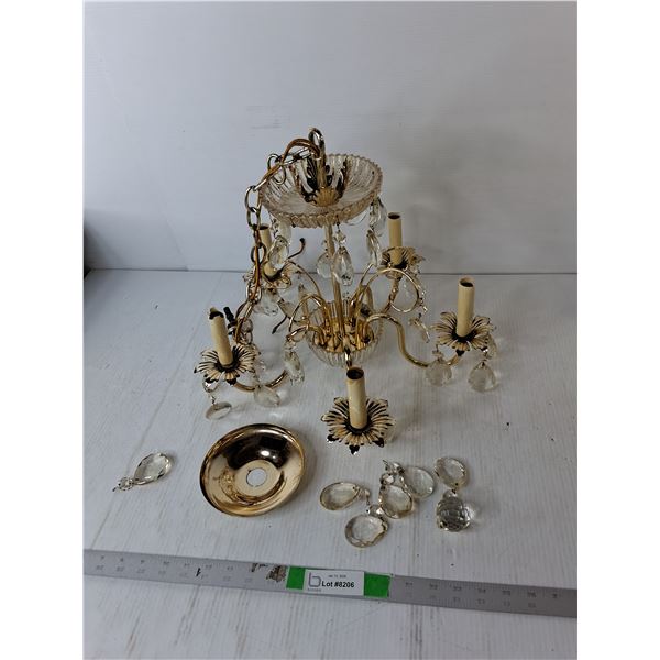 Glass & Brass Style Chandelier 15"- As Is, Cannot Ship