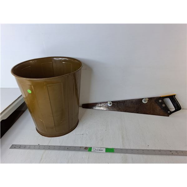 Metal Garbage Bin 14.5" & 25" Handsaw, Cannot Ship