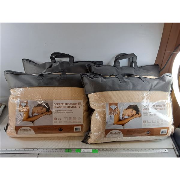 (4) Copperlite Cloud Copper Infused Pillows - New - PICKUP ONLY