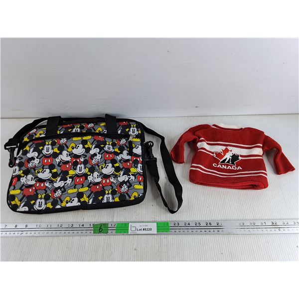 Mickey Mouse Bag 14" x 11", Canada Hockey Jersey Toque