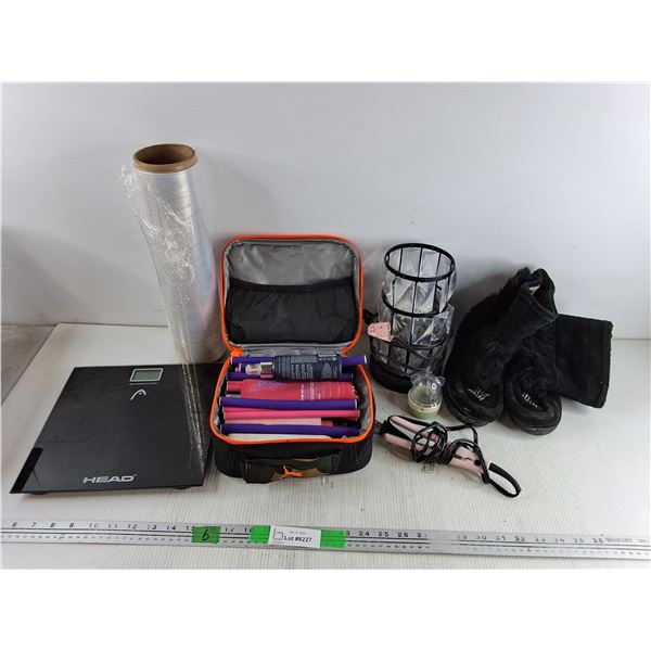 Hair Curling Set, Desk Lamp - Powers On, Manitobah Mukluks - Size Y2, Plastic Wrap, Head Body Scale