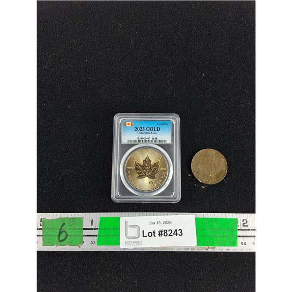 ^2023 9999 Fine Gold 1 Oz 50 Canadian Dollars Collectibles Coin, 500 Colones Costa Rican Coin