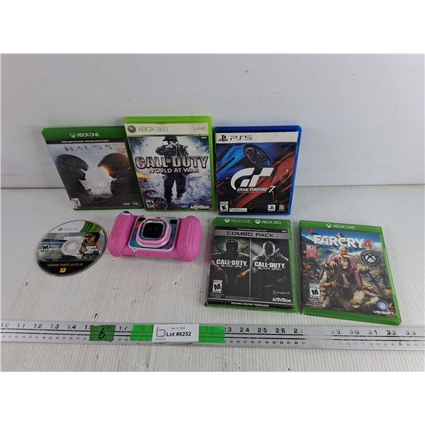 (2) Xbox One Empty CD Cases, PS5, Xbox 360 & One Games - Halo 5, GTA 4, Call of Duty, KidiZoom Pix