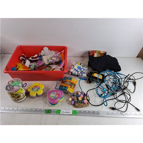 Craft Sticks, Outkast T Shirt - Size M, Foam Stickers, DeWalt Forehead Light, Acrylic Paint, Misc