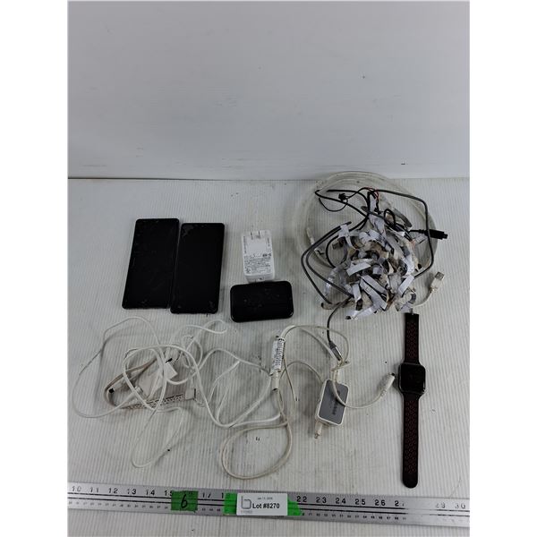 (2) LG Smartphones - As Is, Accutime Smartwatch - Powers On, LED Strips, Philips Wall Charger, Misc