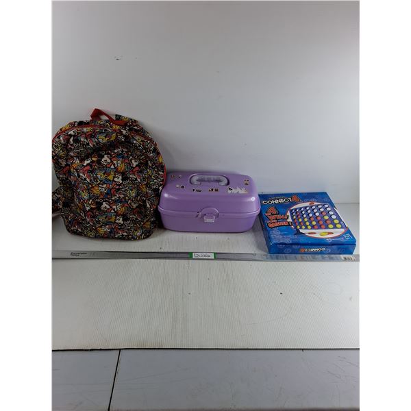 Mickey Mouse Backpack,Plastic Crafting Case and Game-as is