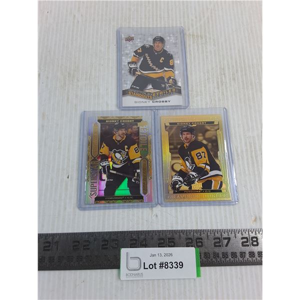 (3) Upper Deck Sidney Crosby "Gold/Silver Foil" Collector Cards - Authenticity Not Guaranteed