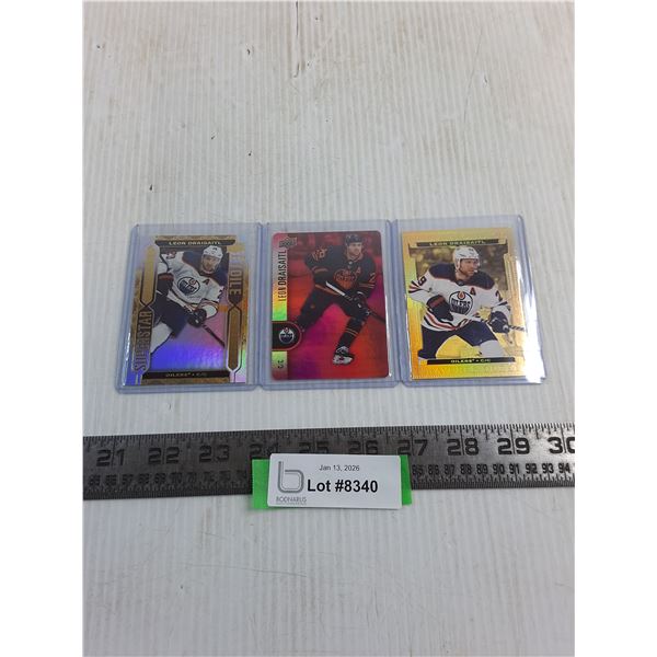 (3) Upper Deck Leon Draisaitl "Gold/Silver Foil" Collector Cards - Authenticity Not Guaranteed