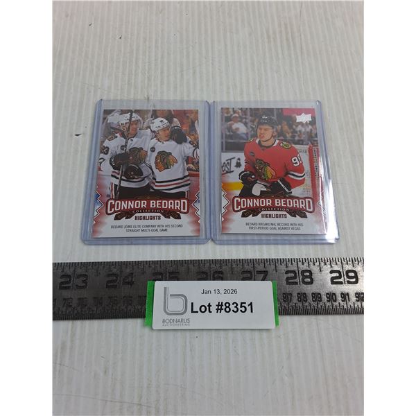 (2) Upper Deck Connor Bedard Collector Cards - Authenticity Not Guaranteed