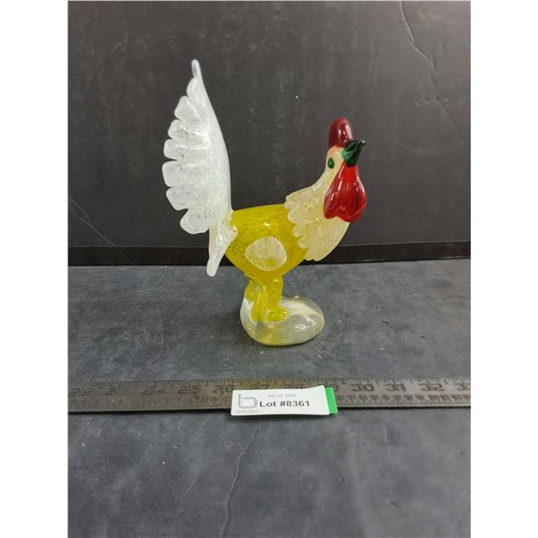 Murano Style Glass Hand-Blown Rooster - 9" High