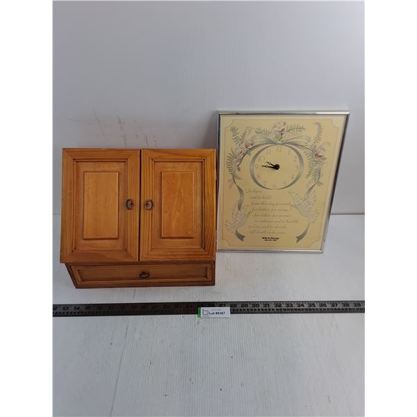 Vintage Wooden Secretary Station, 14" x 11" Matrimonial Wall Clock