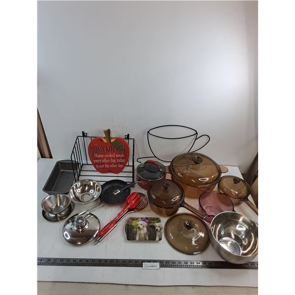 Assorted Kitchen Pots & Pans, Utensils, Decor - PICK UP