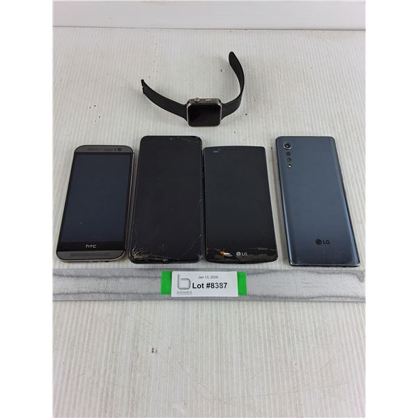 (4) Assorted Cell Phones and Smart Watch-all untested-as is